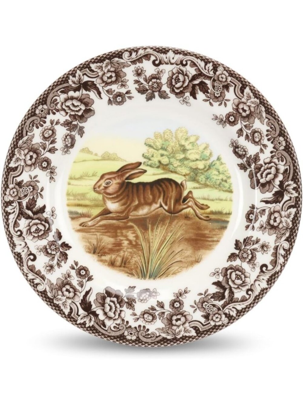 Rustic Woodland Rabbit Salad Plate - 8" Fine Earthenware, Dishwasher & Microwave